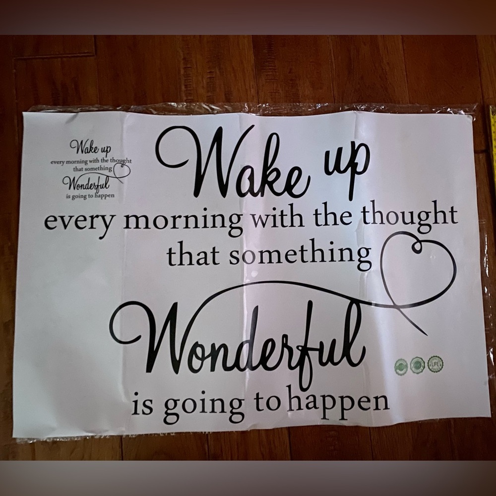 Wake up every morning…something wonderful vinyl wall decal approx 23” x 16”